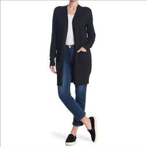 sweet Romeo Simple Open Drape Pocket Knit Mid Thigh Length Cardigan S